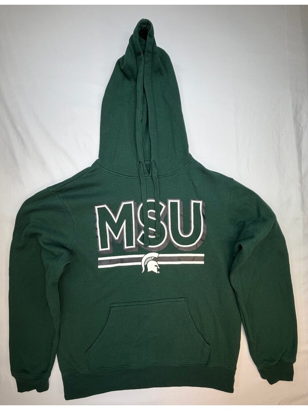 Captivating Women's Hoodie Sweatshirt  MSU Pullover Pockets Size Medium Green
